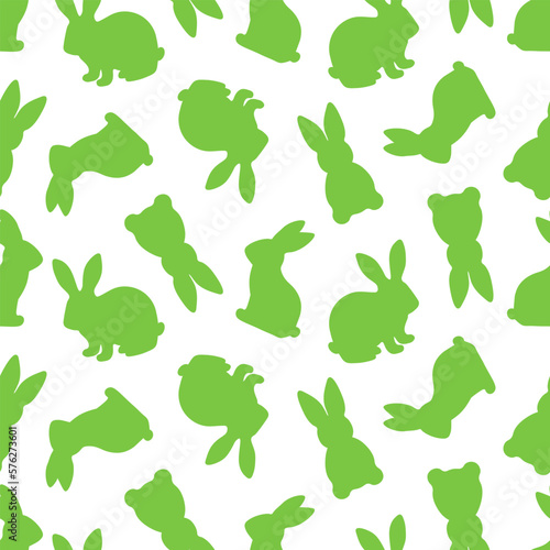 Seamless pattern Easter bunny silhouettes vector illustration