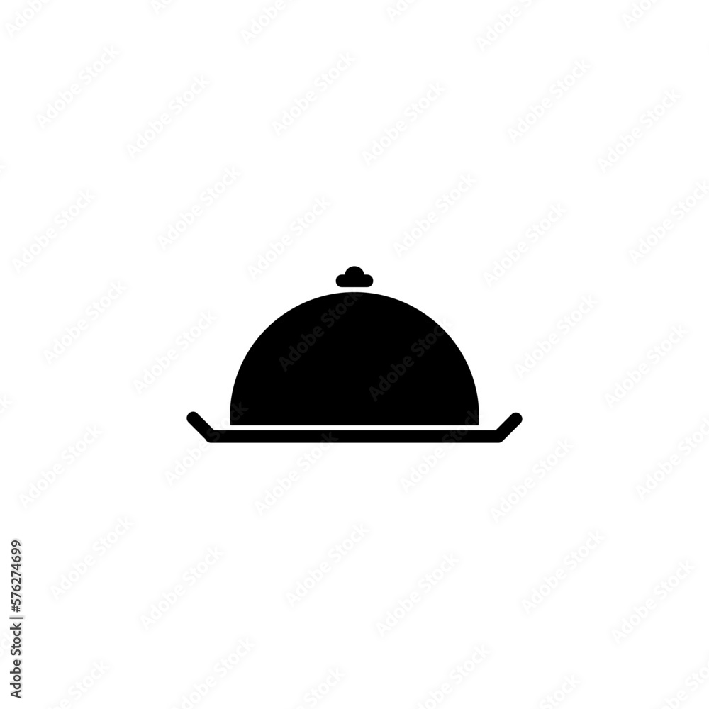 Food serving cover outline vector icon isolated on white Food serving cover outline vector icon isolated on white