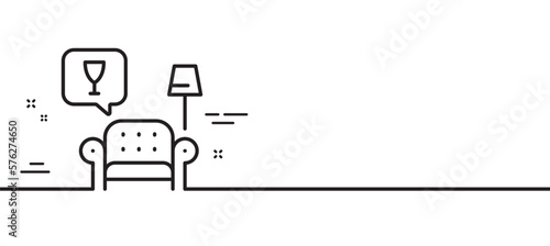 Lounge line icon. Relax place sign. Luxury pub symbol. Minimal line illustration background. Lounge line icon pattern banner. White web template concept. Vector