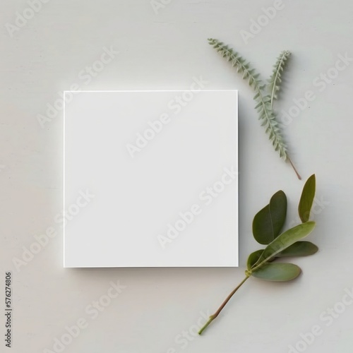 Blank square card mockup on table - A modern and versatile template for showcasing your square-shaped greeting cards, invitations or business cards. The clean and elegant layout provides ample copy sp