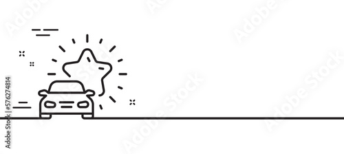 Car review line icon. Best transport service sign. Delivery rating symbol. Minimal line illustration background. Car review line icon pattern banner. White web template concept. Vector
