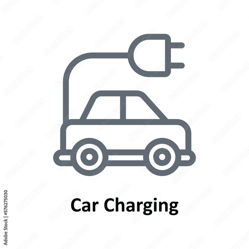 Car Charging Vector Outline Icons. Simple stock illustration stock