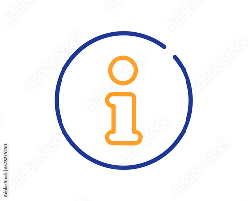 Info line icon. Help inform sign. Support information symbol. Colorful thin line outline concept. Linear style info icon. Editable stroke. Vector