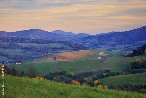 Fototapeta Naklejka Na Ścianę i Meble -  mountain green valley in spring, Bieszczady Mountains