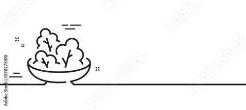 Salad line icon. Diet kcal sign. Low calories food symbol. Minimal line illustration background. Salad line icon pattern banner. White web template concept. Vector