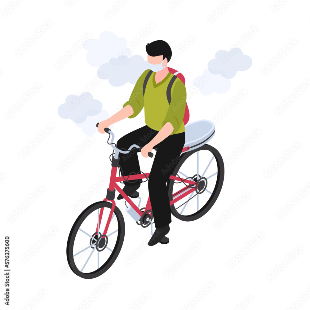 Obraz premium Isometric Pollution Bicycle Composition