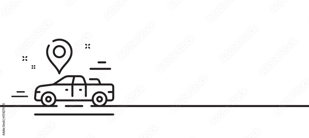 Car place line icon. Transport location pin sign. Transit service symbol. Minimal line illustration background. Car place line icon pattern banner. White web template concept. Vector Car place line icon. Transport location pin sign. Transit service symbol. Minimal line illustration background. Car place line icon pattern banner. White web template concept. Vector