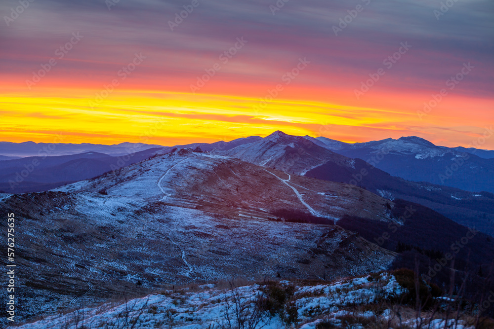 sunset in the Bieszczady mountains