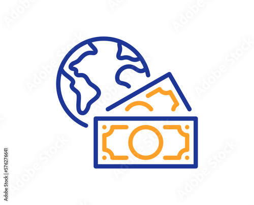 Global business line icon. Internet payment sign. Social charity symbol. Colorful thin line outline concept. Linear style global business icon. Editable stroke. Vector