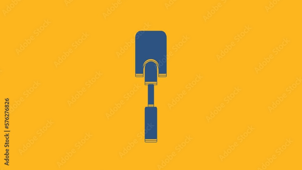 Blue Spatula icon isolated on orange background. Kitchen spatula icon. BBQ spatula sign. Barbecue and grill tool. 4K Video motion graphic animation Blue Spatula icon isolated on orange background. Kitchen spatula icon. BBQ spatula sign. Barbecue and grill tool. 4K Video motion graphic animation