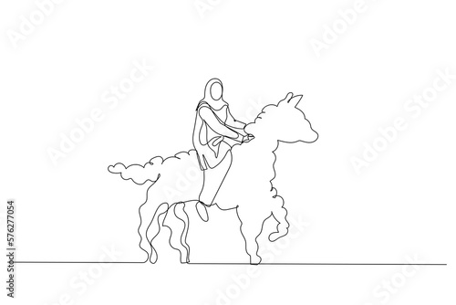 muslim woman riding white cloud horse metaphor of management idea