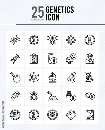 25 Genetics Outline icons Pack vector illustration.