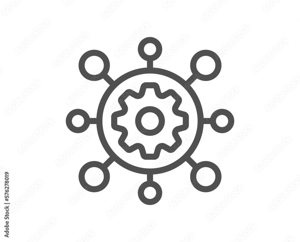 Obraz premium Framework line icon. Service maintenance sign. Execute development symbol. Quality design element. Linear style framework icon. Editable stroke. Vector