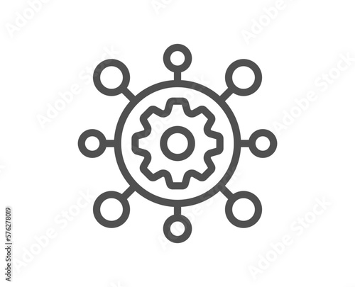 Framework line icon. Service maintenance sign. Execute development symbol. Quality design element. Linear style framework icon. Editable stroke. Vector