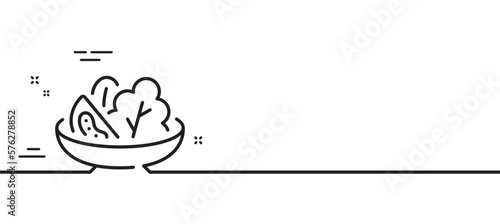 Salad line icon. Diet kcal sign. Low calories food symbol. Minimal line illustration background. Salad line icon pattern banner. White web template concept. Vector