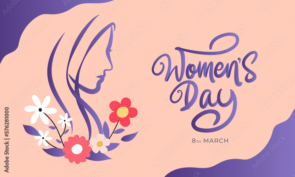 Beautiful illustration women's day flower decorative wishes greeting card