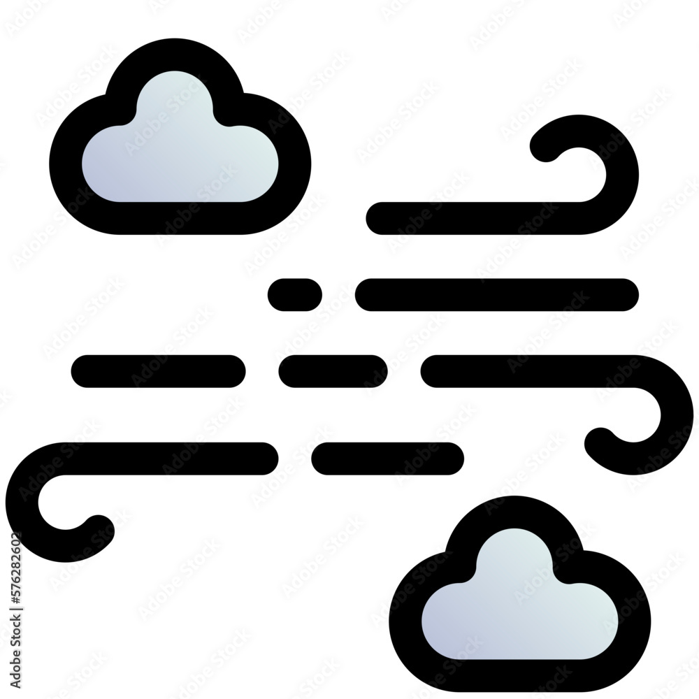 windy cloudy black outline filled color icon windy cloudy black outline filled color icon