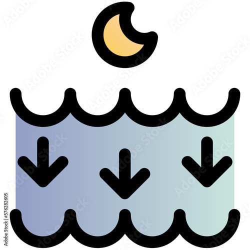 tide down black outline filled color icon