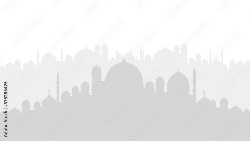 White big mosque silhouette isolated on white background.