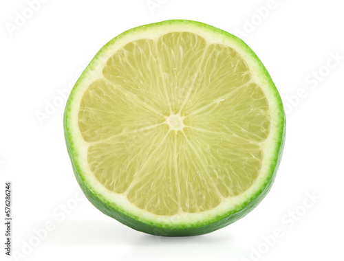 cross section of a lime fruit. Isolated