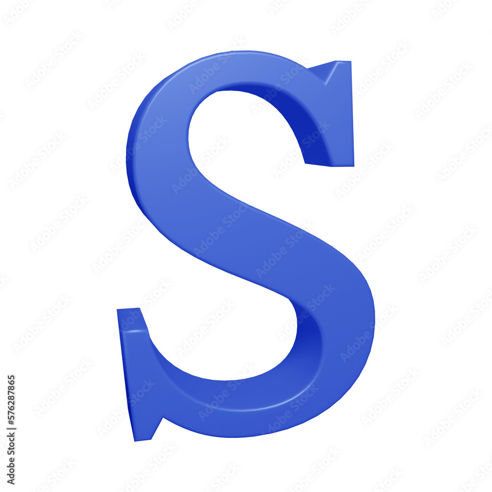Blue alphabet letter s in 3d render
Blue alphabet letter s in 3d render