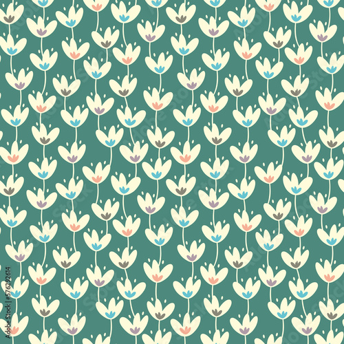 The vector illustration of multicolor flowers in a seamless repeat pattern, Suitable for wallpaper, backdrops, mobile cases, and various surfaces.