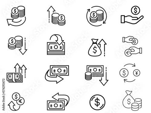 Fototapeta Naklejka Na Ścianę i Meble -  Simple Set of Money Movement Related Vector Line Icons