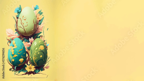 Easter eggs banner background, color, colorful, vector illustration, eastern celebration graphic design