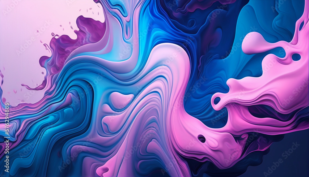 Fototapeta premium blue and pink fluid illustration. AI generated image