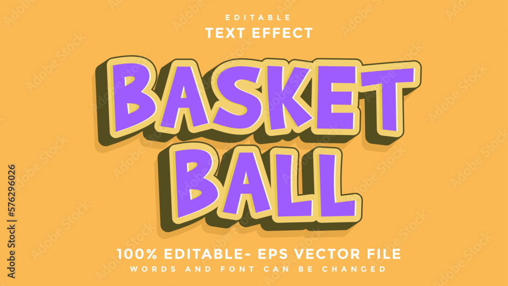 Minimal Word Basketball Editable Text Effect Design, Effect Saved In Graphic Style