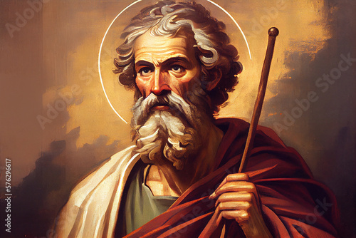 Saint Andrew Apostle of Christ Colored Illustration. Generative Ai. photo