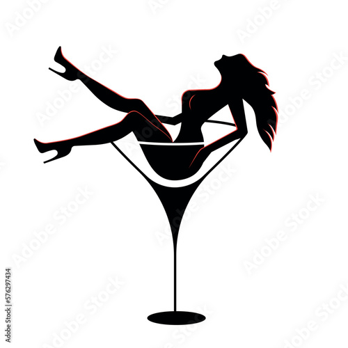 Silhouette of girl in huge glass