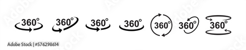 360 degrees view icon set. Rotation or panoramas to 360 degrees icon 10 eps.