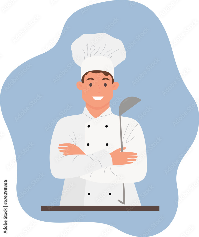 A restaurant chef in a white uniform prepares food in the kitchen. A professional chef is preparing in the kitchen. International Chef's Day poster design illustration, Chef's Day celebration. A restaurant chef in a white uniform prepares food in the kitchen. A professional chef is preparing in the kitchen. International Chef's Day poster design illustration, Chef's Day celebration.