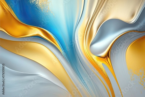 Abstract golden silver and blue grandient paint. Generative AI photo