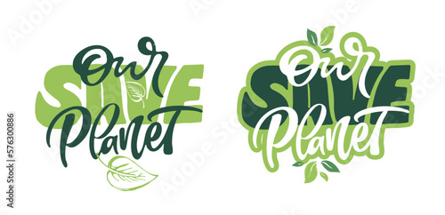 Happy Earth Day - cute hand drawn doodle lettering label. Eco friendly poster. Protect our planer, save planet.