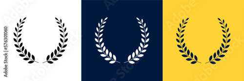 Laurel wreath victory icon set