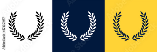 Laurel wreath victory icon set