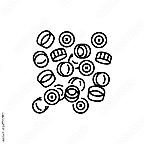 Recycled Plastic Bottle Caps black line icon. Pictogram for web page
