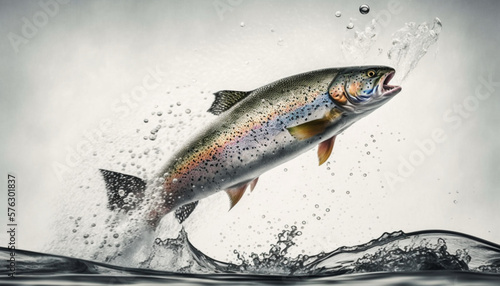 Admiring the Majestic Rainbow Trout white background , generated by IA 