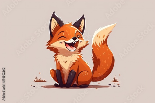 What a wonderful little creature. Cartoon smiley fox cub. Generative AI