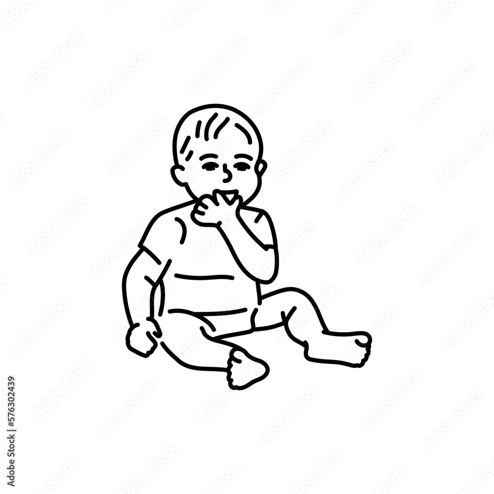 The baby is sitting color line icon. Toddler development. The baby is sitting color line icon. Toddler development.