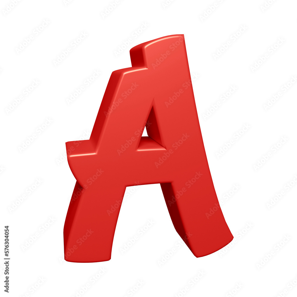 Obraz premium Red alphabet letter a in 3d rendering
