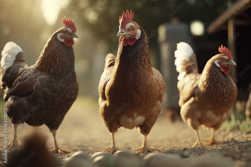 Fototapeta premium The Happy Chicken Coop: A Guide to Raising Chickens on Your Farm - Ai Generative