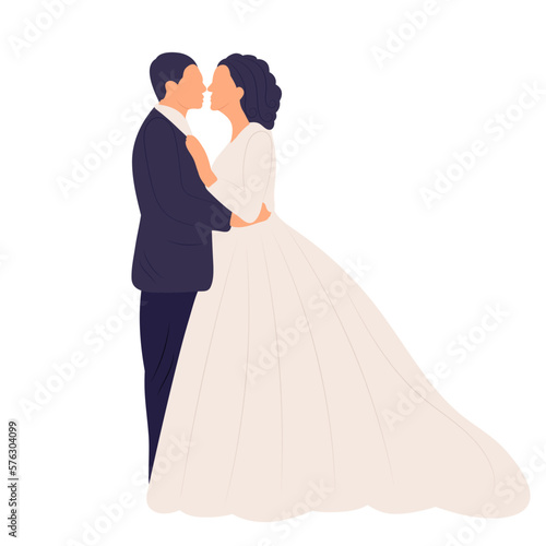 flat style bride and groom isolated  vector