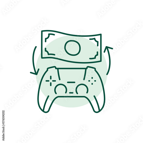 Gamefi exchange color line icon. Blockchain technology in digital crypto art.