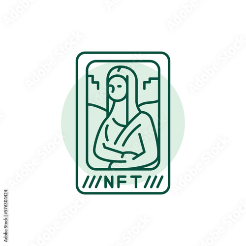 Nft art color line icon. Blockchain technology in digital crypto art.
