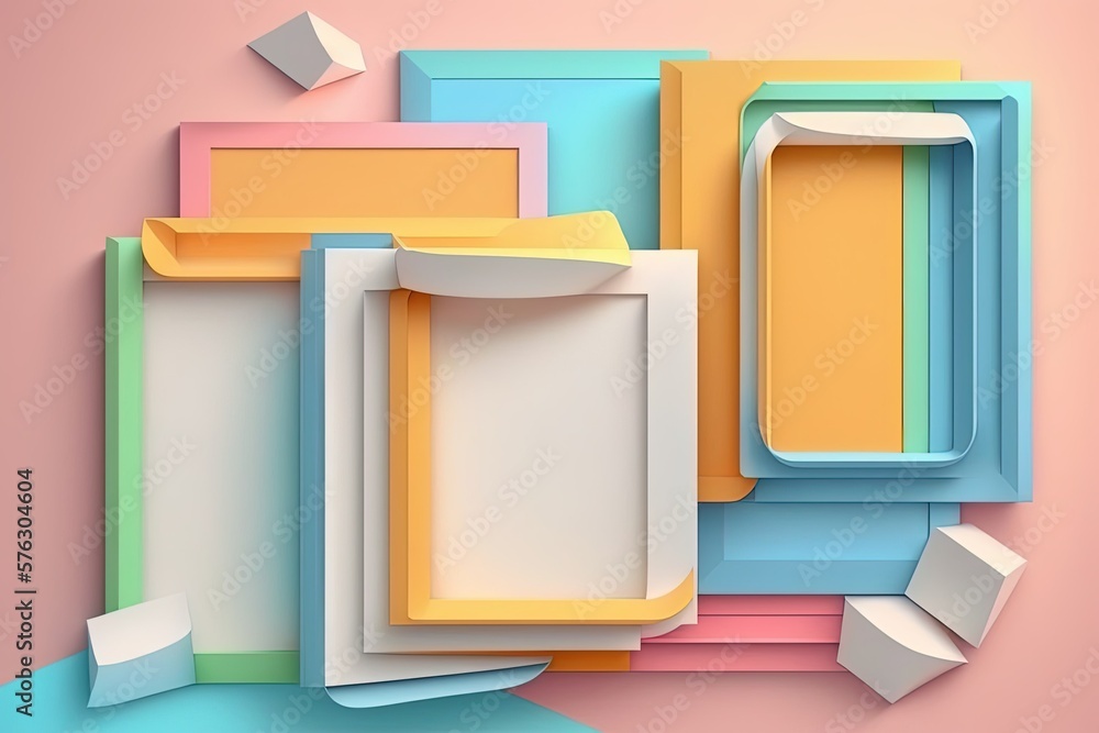 Stacks of paper in pastel colors. Generative AI Stacks of paper in pastel colors. Generative AI