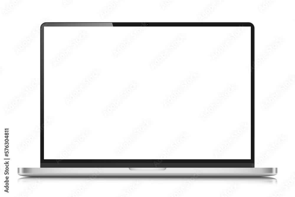 Realistic laptop mockup with a white screen. A modern laptop with a blank screen. Vector illustration. Realistic laptop mockup with a white screen. A modern laptop with a blank screen. Vector illustration.