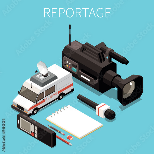 News Media Isometric Set